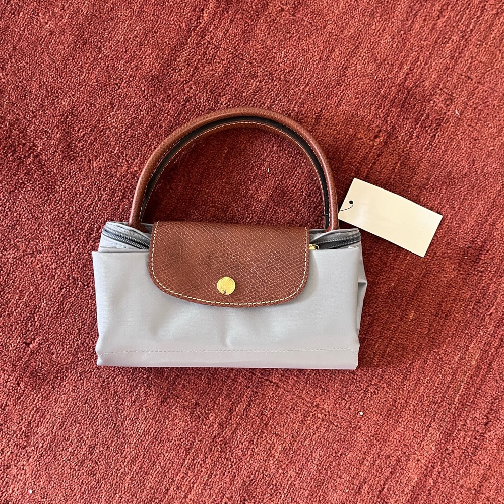 Longchamp Gray/ blue and Brown Mini Bag with Classic Design